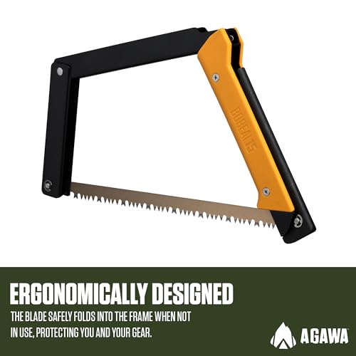 AGAWA - BOREAL15-15 Inch Folding Saw with All-Purpose Saw Blade - Camping Gear For Hiking, Fishing, Hunting, Bushcraft & Survival Kit (Black Frame/Yellow Handle) - size: 15 Inch