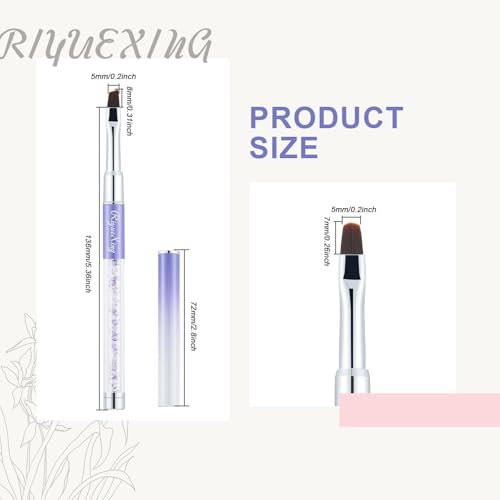 2PCS Nail Art Clean Up Brushes - Flat/Angled Nail Brushes for Cleaning Polish Mistakes on the Cuticles, Brushes for Nail Art and Designs Painting DIY - color: Purple+Pink