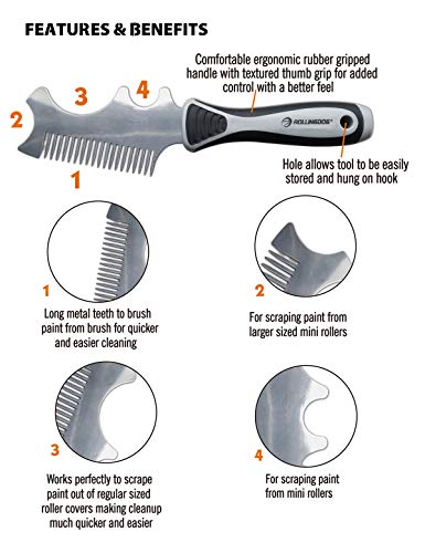 ROLLINGDOG 4 in 1 Paint Brush Comb - color: Metal Brush Roller Cleaner