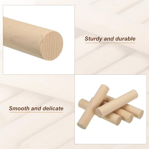PATIKIL 1-1/5 x 6 Inch Dowel Rods Wood Sticks Unfinished Round Dowels 10pcs - size: 1-1/5"x6"