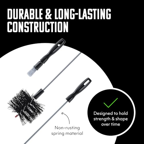 Brushtech Pellet Stove Cleaning Brush Kit, 3 inch Vent Pipe, 10 ft Rod