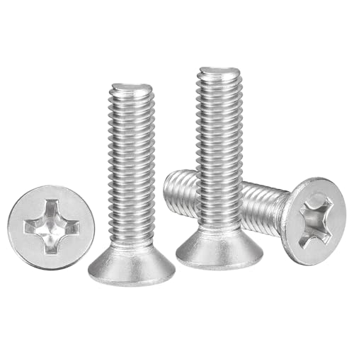 METALLIXITY M3-0.5x6mm Phillips Flat Head Bolts 304 Silver 50Pcs - color: Silver, size: M3-0.5x6mm