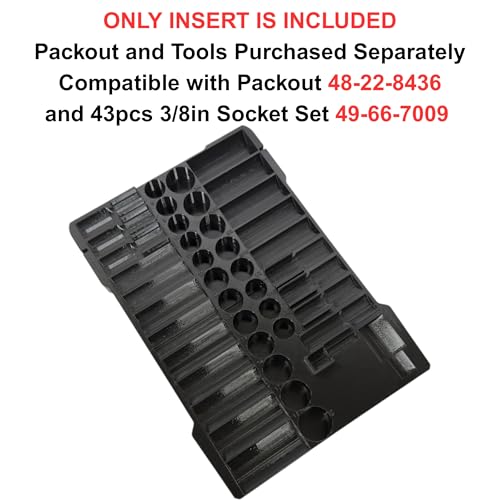 Insert Organizer Compatible with Low Profile Milwaukee Packout (48-22-8436) and 3/8" Shockwave Impact 43-Piece Socket Set (49-66-7009) Insert Only