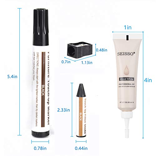 SEISSO Wood Furniture Repair Kit - Set of 42 Hardwood Laminate Vinyl Floor Repair Kit Wood Fillers, Markers and Wax Sticks - Used for Cover Ups Scratches, Stains, Holes for Table, Door, Cabinet - size: Large