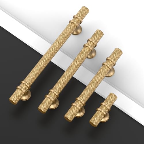 Asidrama 10 Pack 5 Inch(128mm) Knurled Champagne Bronze Kitchen Cabinet Handles, Cabinet Pulls Kitchen Cabinet Hardware Cupboard Handles Drawer Pulls - color: Champagne Bronze, size: 5" Hole Center, style: 10 Pack