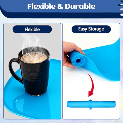 24"x16" Oval Silicone Mats for Crafts - Non-Slip Painting Mat with Raised Edges, Reusable Table Protector for Resin, Clay, Paint ，Playdough ，Jewelry-Making & Crafts Creation (Blue) - color: Blue