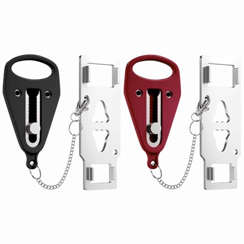 Portable Door Lock 2 Pack for Travel – Hotel Door Locks for Travelers Security – Door Safety Lock from Inside for Home & Apartment – Travel Locks for Hotel Rooms – (Black/Red) - color: 2-Pack - Red / Black