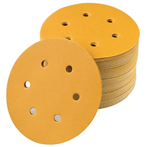 6-Inch 6-Hole Hook and Loop Gold Sanding Discs 600-Grit, 100-Pack - style: 600 Grit