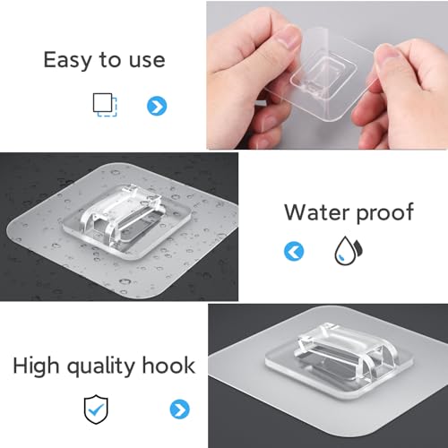 10 Pack Shower Caddy Adhesive Replacement, Waterproof Shower Shelf Adhesive Strips, Strong Adhesive Flat Hooks for Bathroom Storage Shelves and Kitchen Racks No Drilling, Clear - color: Transparent-10 Pack