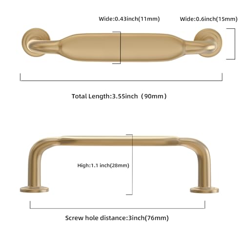 10 Pack 3 Inch Cabinet Pulls Champagne Bronze Kitchen Cabinet Handles Zinc Alloy Drawer Pulls Solid Cabinet Hardware - color: Champagne Bronze, size: 3'' Hole Center(76mm)