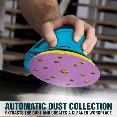 Autolock 350W Electric Random Orbital Sander with 5 & 6 Inch pads 1pcs - color: Blue