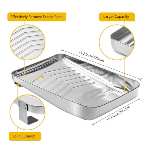 1 Piece 9 Inch Metal Paint Tray with 10 Disposable Tray Liners