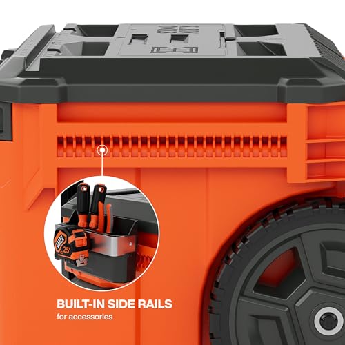 Klein Tools 54100MBX MODbox Rolling Tool Box, Heavy Duty Portable Tool Organizer with Side Mounting, 10-Inch Rubber Wheels, Removable Handle, Deep Stackable Set - size: Rolling