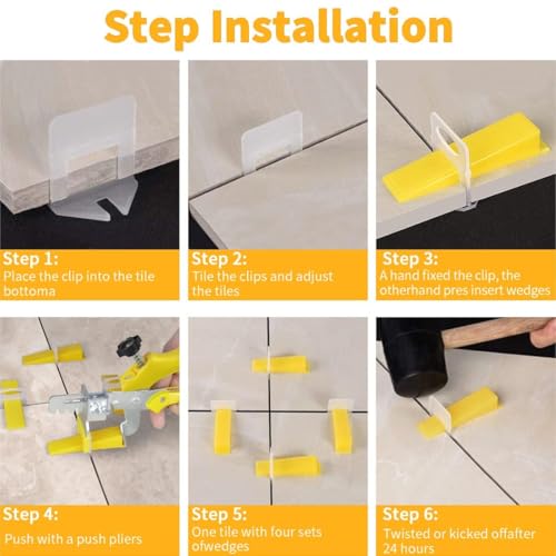 DGSL Tile Leveling System with Plier, 3000 Tile Spacers 1/8" and 100 Wedges - size: 1/8 Inch * 3000 Spacers