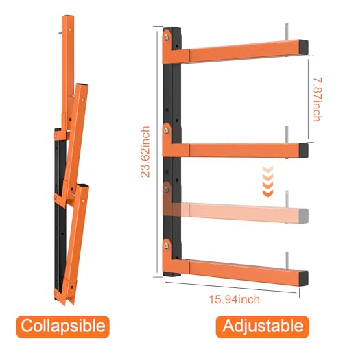 Lumber Storage Rack Wall Mount, Foldable 9-Level Wood Storage Rack - size: D-6 Pack