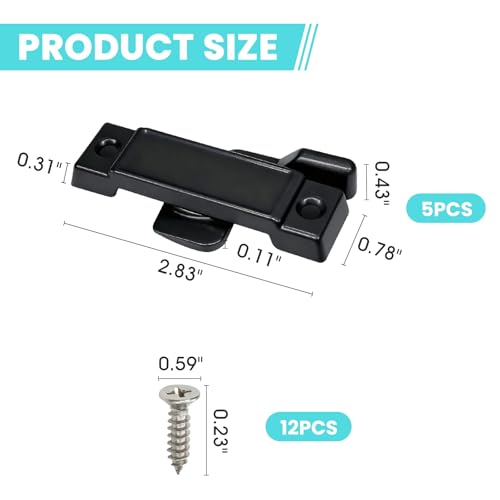 5PCS F2590 Sash Locks, Black Window Latch Replacement Parts - color: Black