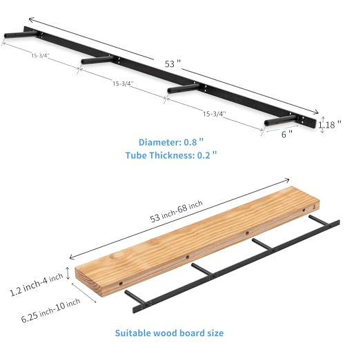 Hidden Shelf Brackets ， Floating Shelf Bracket ( Additional Brackets -NO Kits) 53 Inch -2 Pcs - size: 53 Inch - 2 Pcs Additional Brackets - No Kits