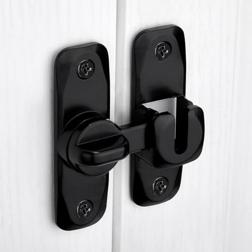 Black Barn Door Latches,90/180 Degree Gate Lock_B - color: Black