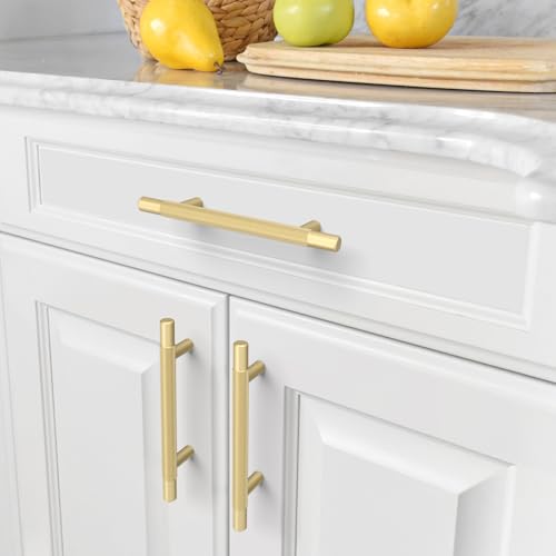 Amerdeco 10 Pack Brushed Gold Knurled Cabinet Pulls 3-3/4 Inch Hole Centers Kitchen Cabinet Handles Hardware Kitchen Handles for Cabinets Handles IH0006… - color: Brushed Gold, size: 3.75"/96MM Hole Center