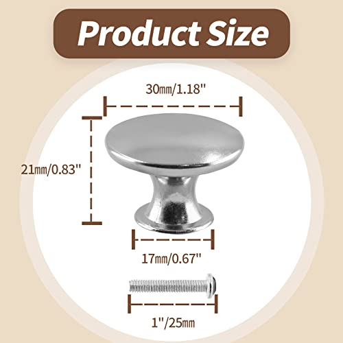 Silver Cabinet Knobs 1.18" Diameter, 6 Pcs - color: Silver, size: 6 Pack