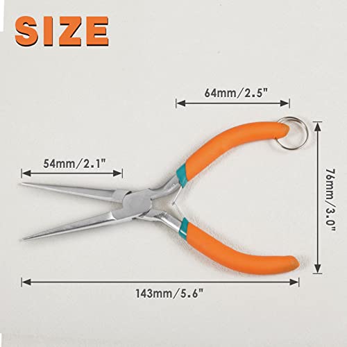 Mini Needle Nose Pliers For Jewelry Making With Smooth Jaw 6 Inches Needle Remover Pliers With Lanyard Small Needle Nose Pliers For Bending Wire and Small Object Gripping - style: Straight Needle Nose Plier