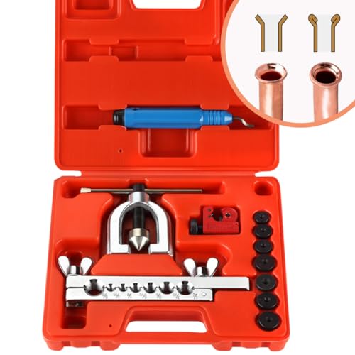 Wostore 45° Double Flaring Tool Kit, 7 Adapters with Cutter & Deburrer - size: Flaring Tool Kit