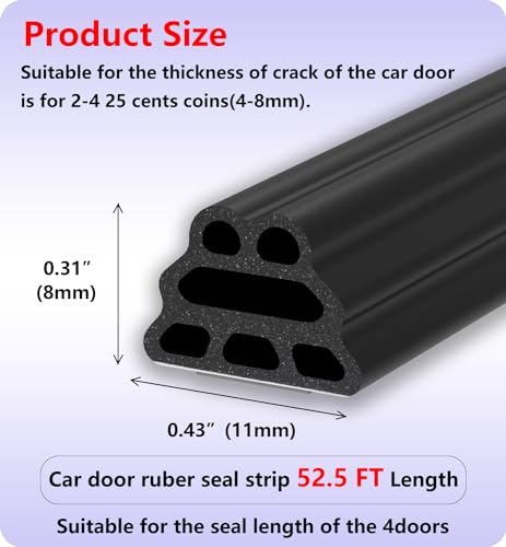 Car Door Seal Strip 3-Layer Pyramid Self Adhesive Rubber 52.49 Ft - size: Pyramid 52.49Ft