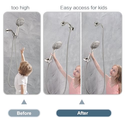 BRIGHT SHOWERS Shower Head Holder Wall Mount, Adjustable Handheld Shower Wand Holder with Universal Fit and Angle Adjustment, Brushed Nickel - color: Brushed Nickel, style: Screw Mount - Multi-Angle