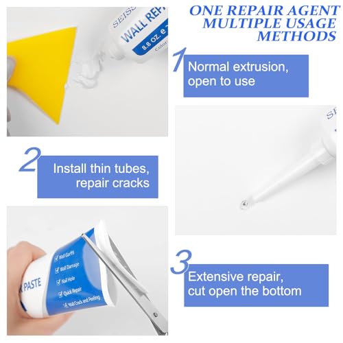 Wall Repair Paste Kit, 2x250g Wall Mending Agent with Wall Repair Patch*4 and Scraper, Spackle Drywall Repair Kit for Hole Filler, Effective Repair of Scratches, Holes, Cracks and Wall Graffiti - style: 2pcs paste with 4 patches