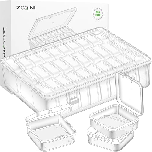 Bead Organizer and Storage Box, 30Pcs Small Clear Plastic Storage Containers 1 Large Craft Organizer Box 1 Sheet Label Sticker, Mini Storage Box for Jewelry Making Diamonds Arts Screws Seeds - size: 1 Pack - 30 Pcs (2.16" x 2.16" x 0.78")