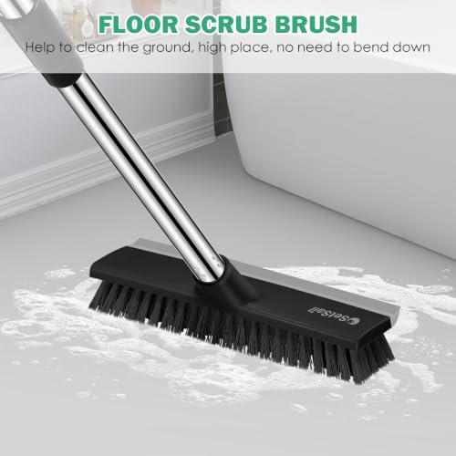 SetSail Floor Scrub Brush, 51-Inch Adjustable Long Handle Brush, Black Grey - color: Black Grey, size: 10in