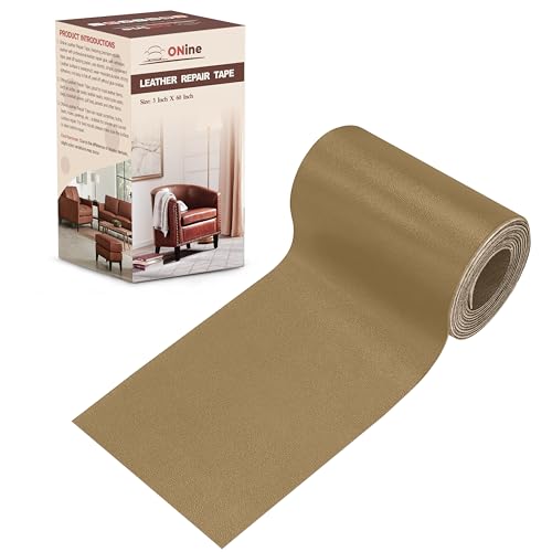 ONine Leather Repair Patch，Leather Repair Tape, 3 x 60 inches Leather Repair Patch for Furniture,Sofas, Office Chair,car Seats,Vinyl Repair Kit(Grey Khaki) - color: Grey Khaki, size: 3 x 60 inches