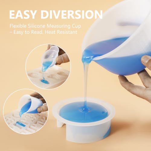 KISREL Silicone Measuring Cups for Resin, Resin Supplies with 600&100ml Cups, Resin Mixing Cups, Silicone Stir Sticks, Epoxy Mixing Cup - size: 600&100ml