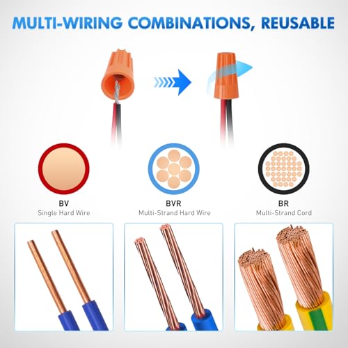 Nilight 120PCS Orange Wire Connectors Kit 18-16 AWG Electric Wire Caps - color: 120PCS 18-16# Wire Caps
