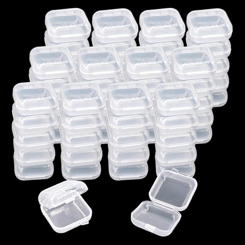 60PCS Mini Clear Plastic Jewelry Box, Earring Storage Box - color: 60Pcs