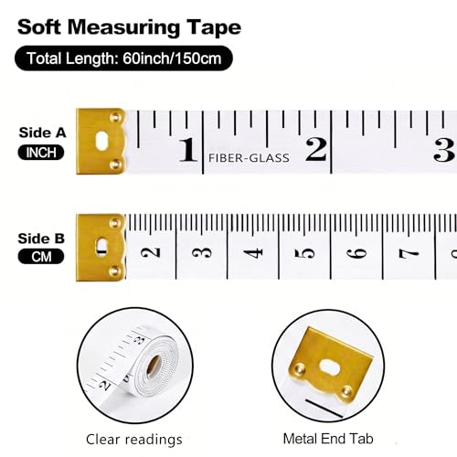 2 Pack Soft Measuring Tape Set, 60 Inch/150 cm Body and Sewing Tape Measure