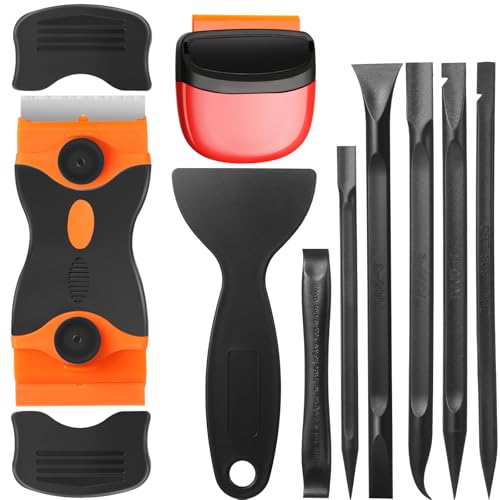 Tallew 9 Pcs Plastic Scraper Set Paint Tool Non Scratch Putty, Black - color: Black
