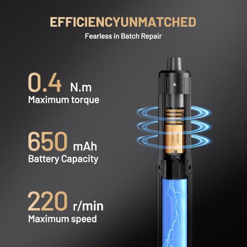 ATuMan 95 in 1 Precision Electric Screwdriver Set with 86 Magnetic Bits, 0.4N.m Torque, Visual Screen, 3-Gear Control & Magnetic Mat, Repair Tool Kit for iPhone, Laptop, Watch, Glasses - style: Electric-3- 95 in 1