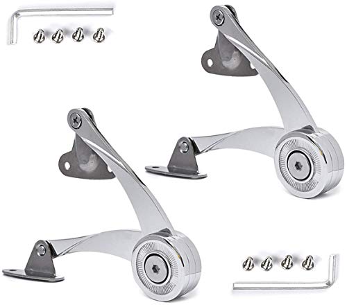 QBOSO Lid Support Hinge in Satin Nickel Folding Lid Stay Hinge with Soft Close, Perfect for Toy Box/Drawer/Window/Wardrobe/Cabinet Door,22lb(Scimitar Style 1pair) - color: Scimitar 2pc