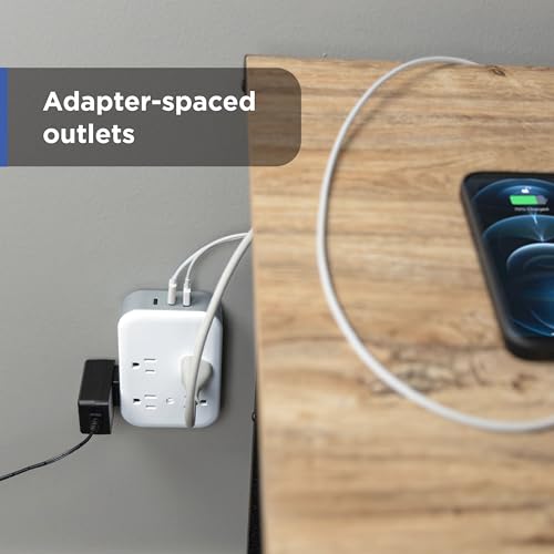 GE All-in-One Surge Protector Wall Tap, 8 Outlets