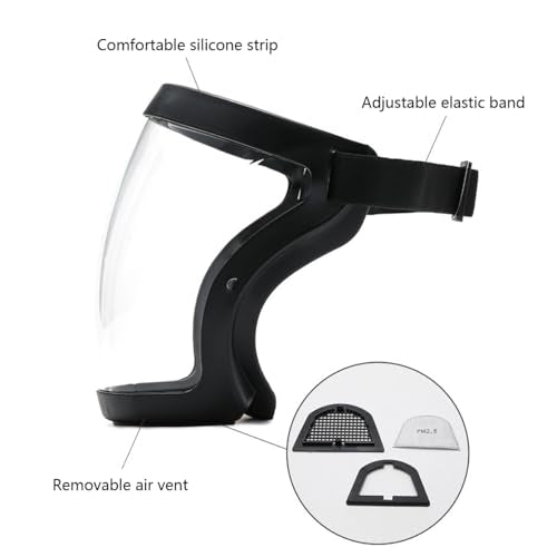 Protective Face Shield Clear Anti Fog Full Mask,Reusable Dust Facemask Safety Protective for Work,Weed Whacking,Grass Cutting,with Replaceable Filters