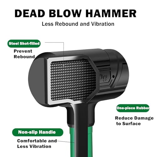 Dead Blow Hammer, Rubber Mallet with Non-Slip Grip, Marring Resistant (3LB) - size: 3LB