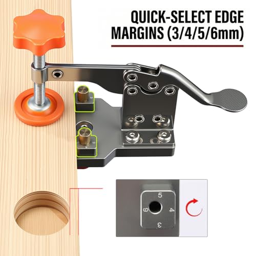 RUITOOL 35mm Concealed Hinge Jig System, Cabinet Door Mounting Jig & Door Installation Kit with Secure Clamp and Dust Port, Aluminum Hardware Hole Puncher with Modular Extension Ruler