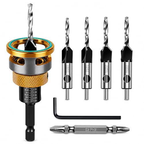 Countersink Drill Bit Set with Depth Stop 4PCS