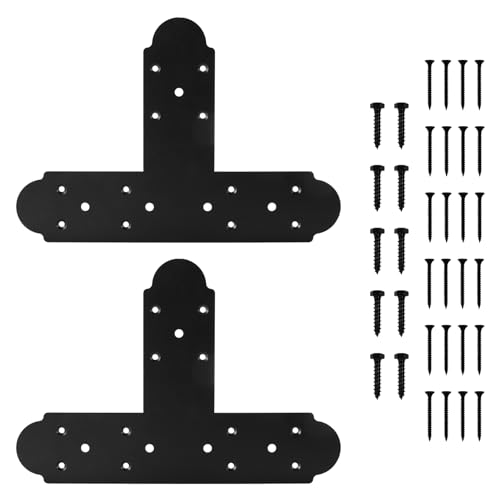 Black T Bracket, 2 pcs 13.5"x 2.9" T Shape Steel Flat Bracket Mending Plate 3mm Thickness for Wood, T Joining Brackets Connecting Brackets with Screws for Repair Wood Furniture - style: 3.5" Wide T Plate Bracket