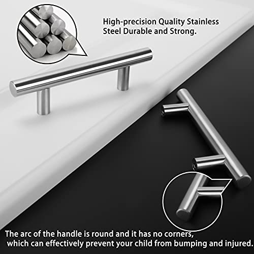 homdiy Kitchen Cabinet Handles Brushed Nickel Drawer Pulls - HD201SN Cabinet Hardware 10Pack 3-1/2in Hole Centers Cabinet Door Handles - color: Brushed Nickel, size: 3-1/2in hole centers