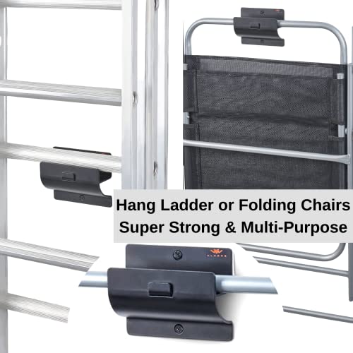 Ladder Hanger Set of 4 for Garage Wall - Black Heavy Duty Utility Hook - color: Black, size: Pack of 4 Hooks
