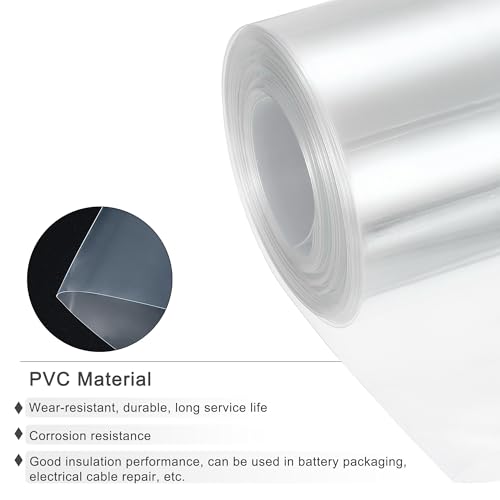 MECCANIXITY PVC Heat Shrink Tubing 48mm Dia 75mm Flat 33Ft Clear - color: Clear, size: 48mmx75mmx10m