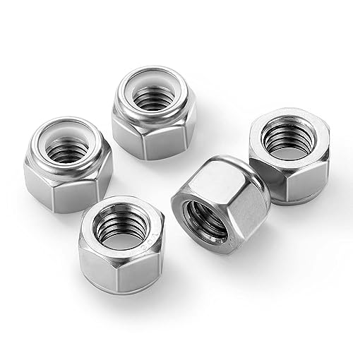 1/2-13 Nylon Insert Hex Lock Nuts Locknuts, 304 Stainless Steel 18-8, Bright Finish, 25 PCS - color: Silver, size: 1/2-13