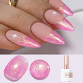 Double Rhythm 15ML Glitter Gel Polish Shimmer Reflective Holographic Color Magnetic for Nail Art Salon DIY at Home (Hot Pink-B1141) - color: Pink